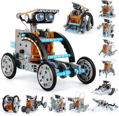 Lucky Doug Solar Power Kits main packaging box showcasing multiple assembled STEM robots.