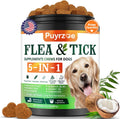 Puyrzoe 5-in-1 dog flea and tick treatment chewable supplement jar front view