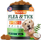 Puyrzoe 5-in-1 dog flea and tick treatment chewable supplement jar front view
