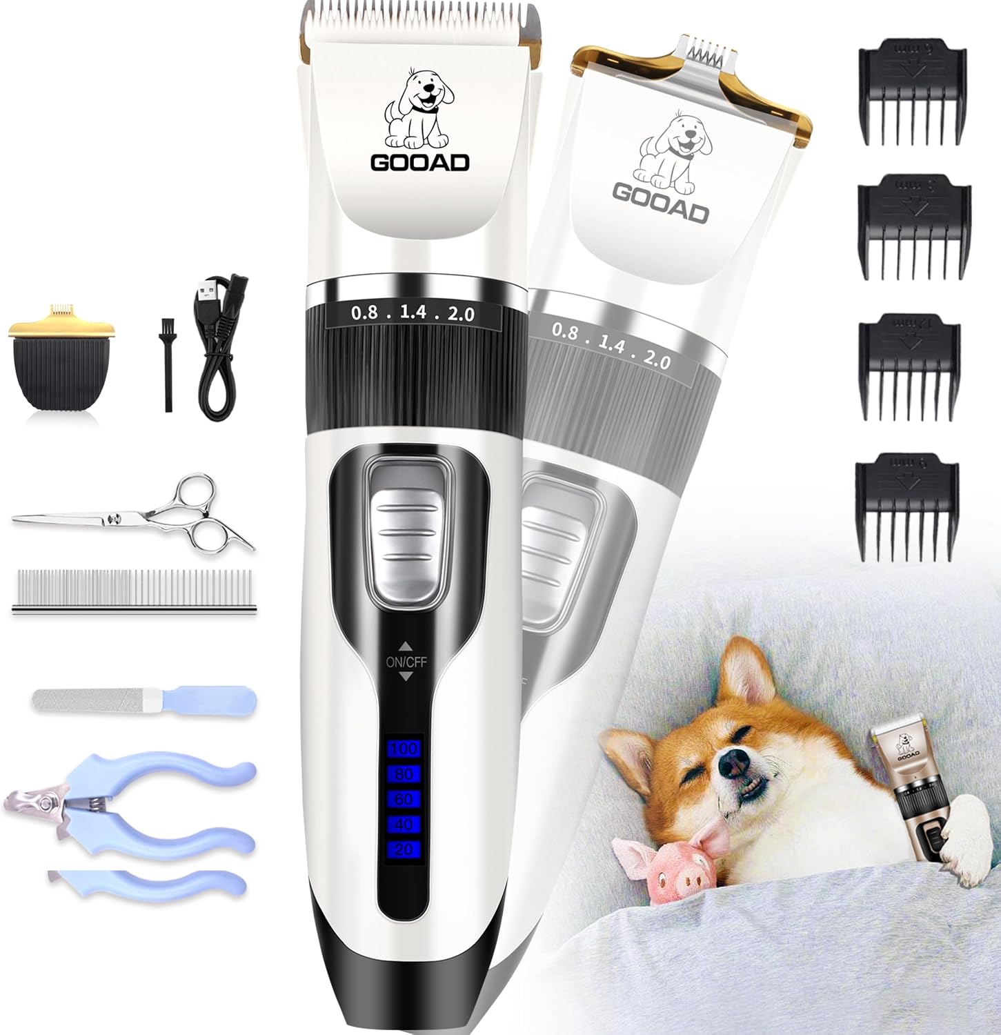 Dog Clippers Grooming Kit and Paw Trimmer,Cordless,Low Noise, Electric Quiet,Rechargeable, Dog Trimmer Grooming, Pet Hair Clippers for Thick Coats,Shaver for Small and Large Dogs Cats(Black) - Image 12
