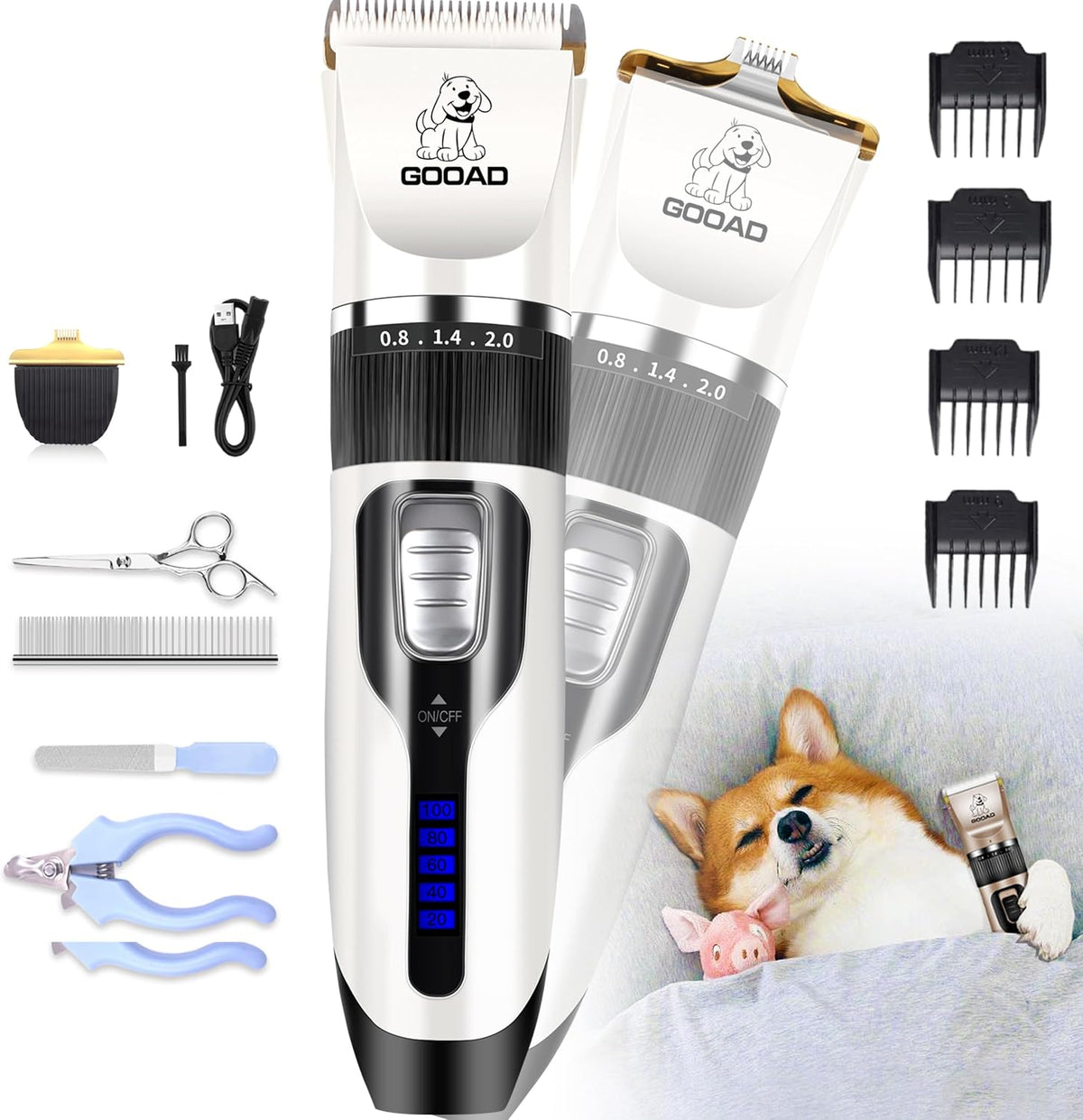 Dog Clippers for Grooming,Dog Grooming Kit for Heavy Thick Hair&Coats/Low Noise Rechargeable Cordless Hair Trimmer/Pet Shaver with Paw Trimmer for Small & Large Dogs Cats - Image 11