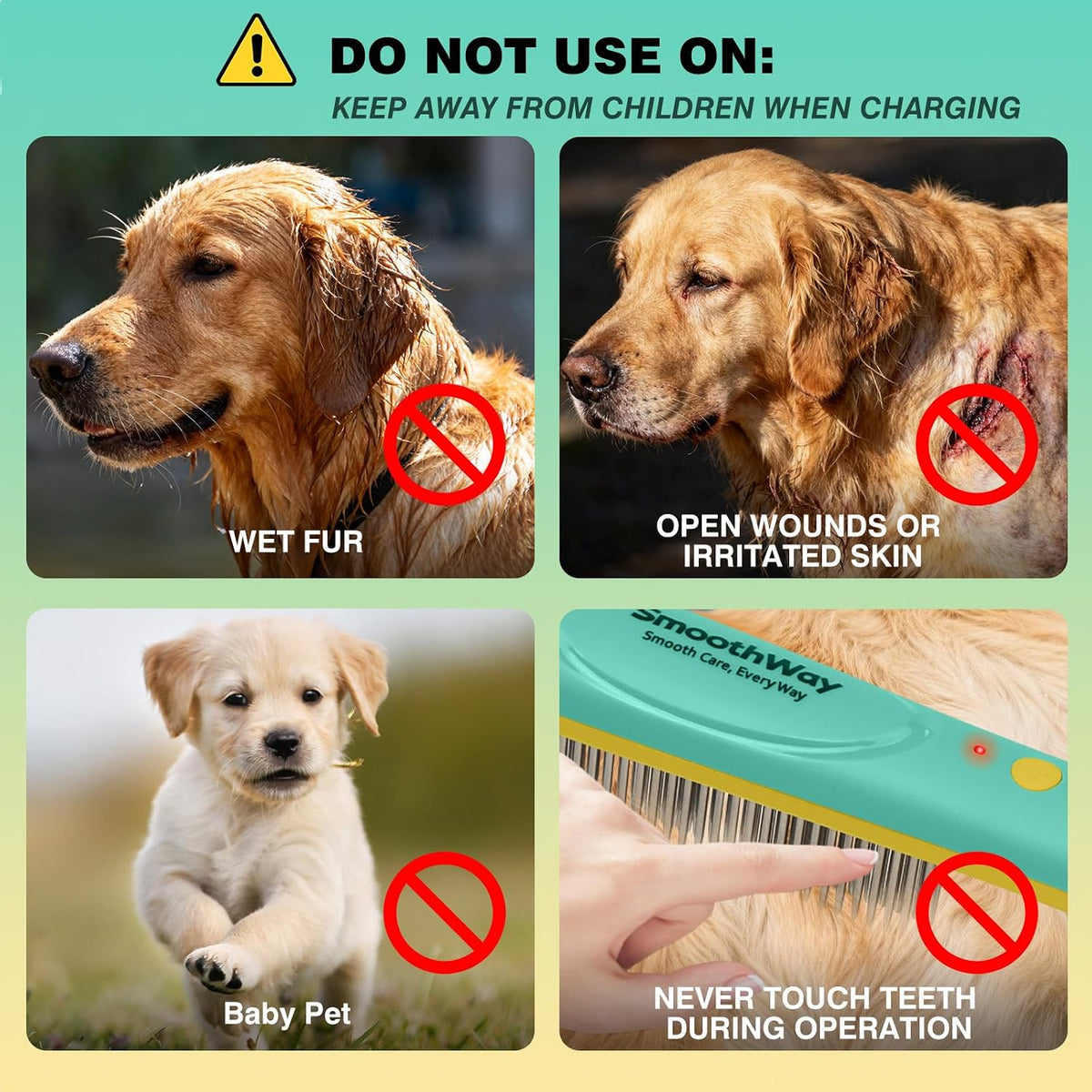 Close up of 3-row design for tick and flea removal