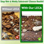 Low dust natural clay bedding pellets designed for maintaining humidity in reptile habitats.