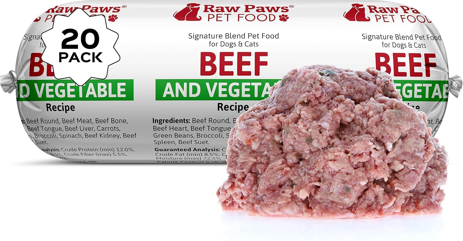 Raw Paws Signature Blend Pet Food for Dogs & Cats - Beef Recipe, 1-lb Rolls (20 Pack) - Fresh Pet Food Made in USA, Grass-Fed Beef, Natural Dog Food Rolls, Raw Frozen Dog Food & Cat Food - Image 13
