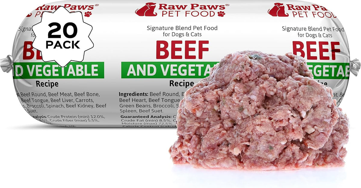 Raw Paws Signature Blend Pet Food for Dogs & Cats - Beef Recipe, 1-lb Rolls (20 Pack) - Fresh Pet Food Made in USA, Grass-Fed Beef, Natural Dog Food Rolls, Raw Frozen Dog Food & Cat Food - Image 13