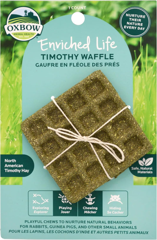 Oxbow Enriched Life Timothy Waffle front view of the natural hay chew toy