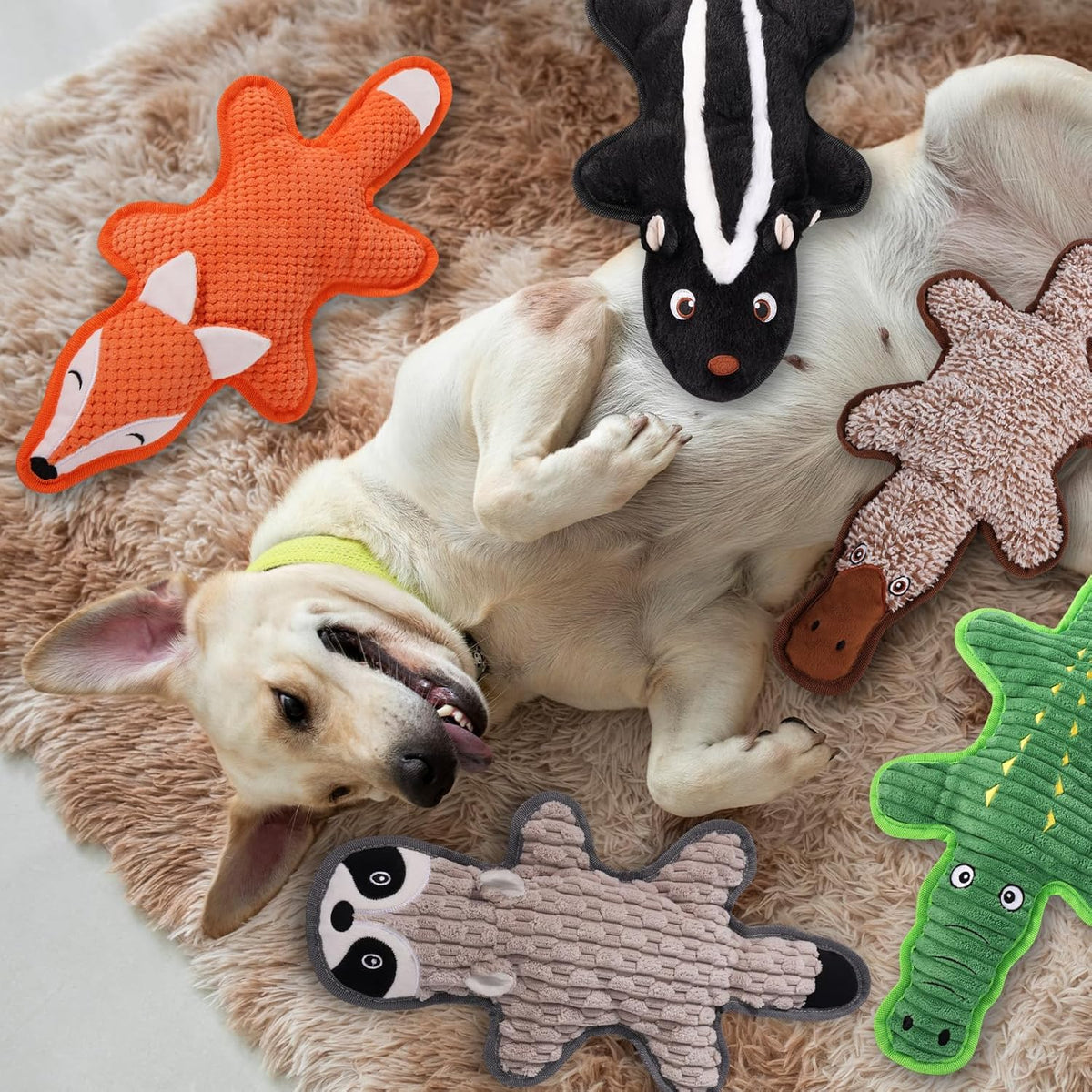 Tough mesh lined plush animal toys for destructive chewers boredom relief