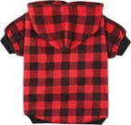 Blaoicni red fleece pet sweater back view showcasing the leash hole design