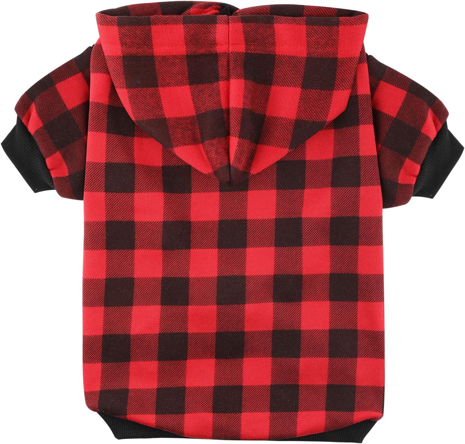 Blaoicni red fleece pet sweater back view showcasing the leash hole design