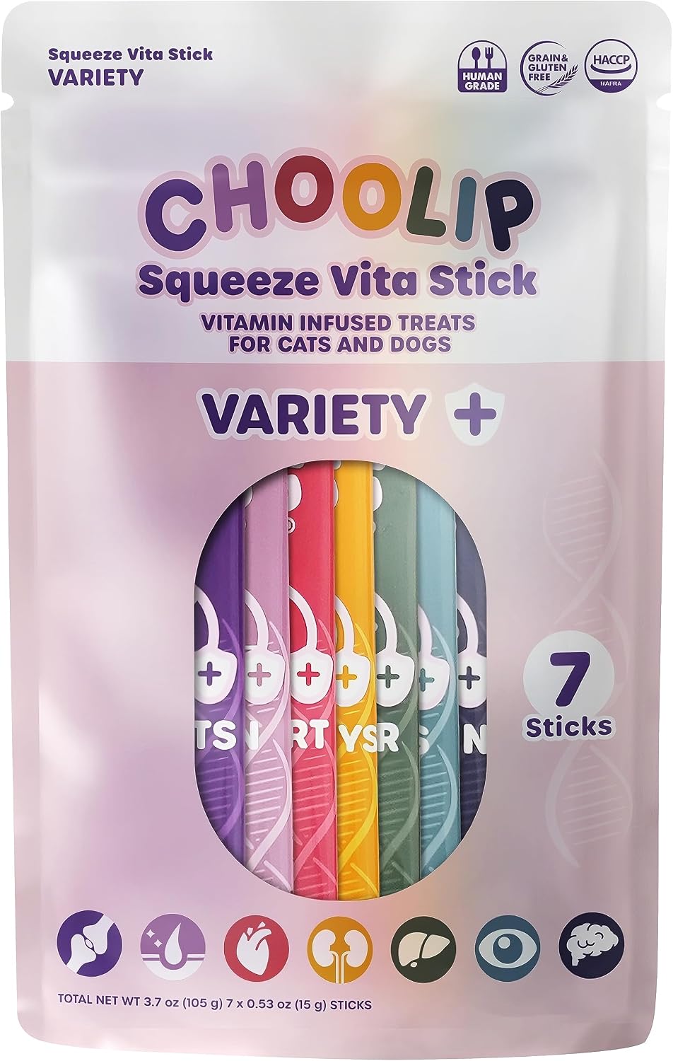 Choolip Squeeze Vita Stick Lickable Cat and Dog Treats - 49-Count Variety Pack - Real Meat Puree with Multivitamins for Total Pet Wellness - Grain-Free, High-Moisture, Vet-Formulated - Image 10