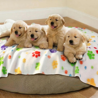 Durable dog blanket with reinforced stitched edges close up shot