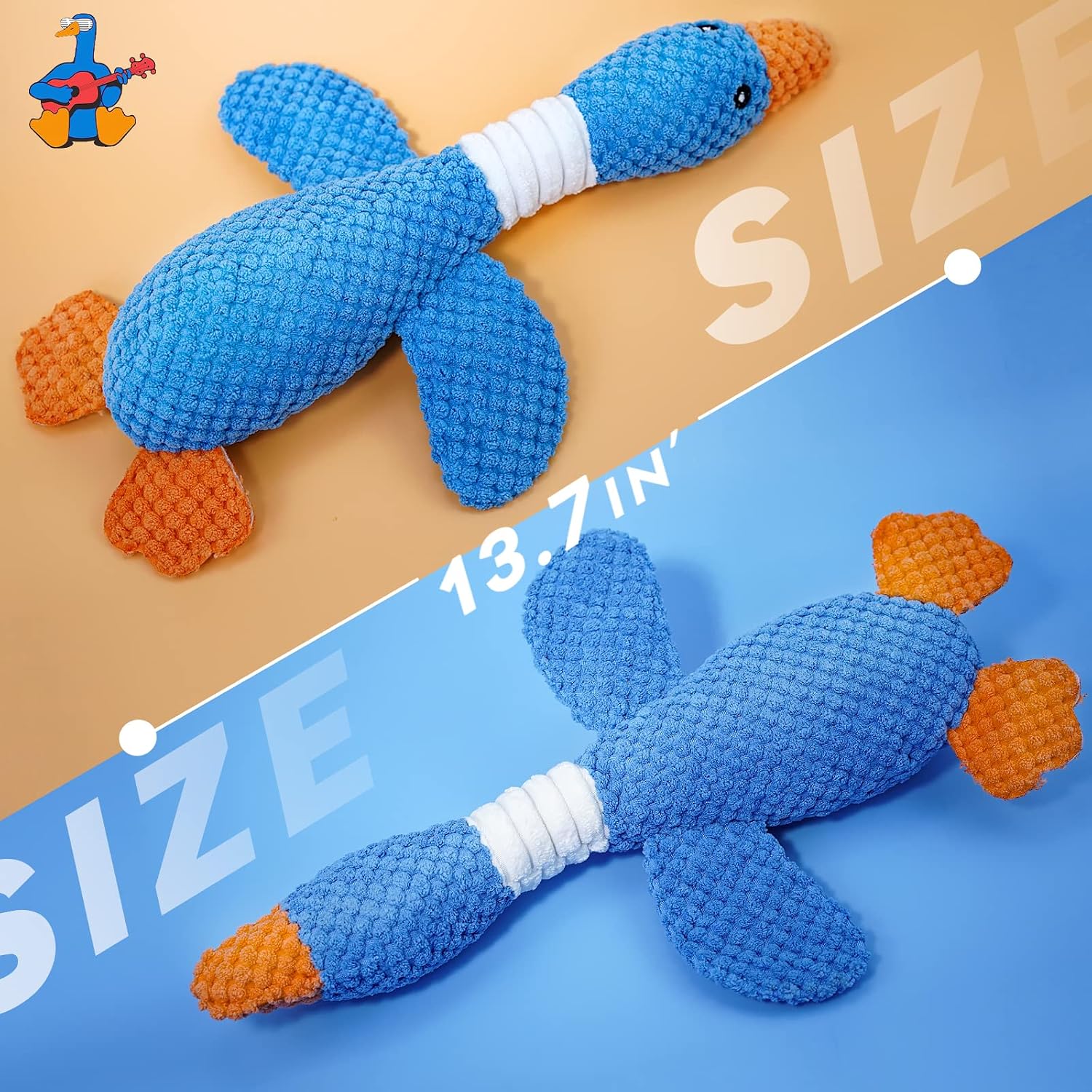 Vitscan Upgraded Goose Indestructible Dog Toys for Aggressive Chewers Small Medium Large Breed, Crinkle Squeaky Plush Dog Puppy Chew Toys for Teething, Duck Puppy Toys - Image 9