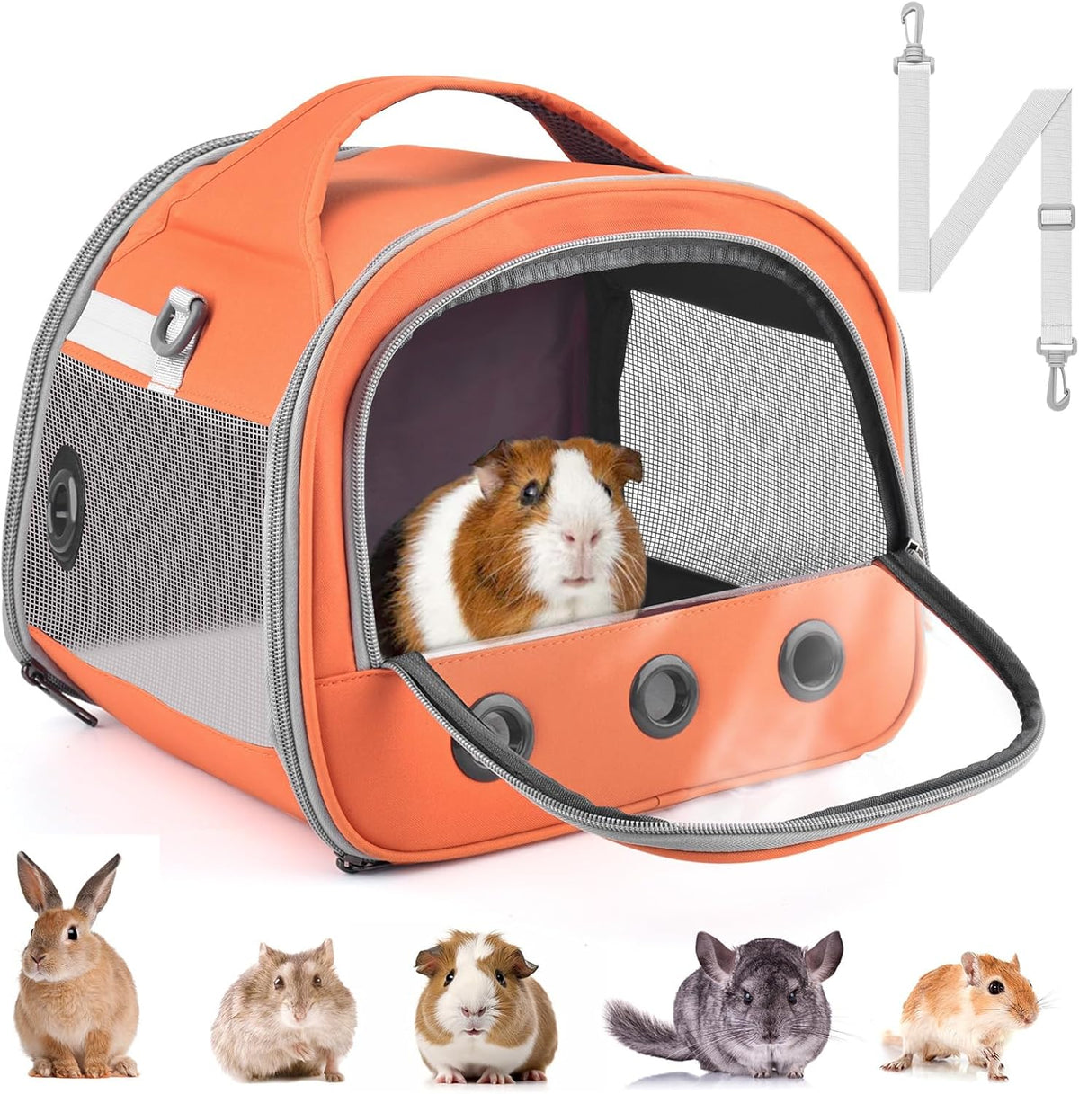 Bissap Bearded Dragon Travel Carrier, Portable Guinea Pig Carrier Bag Tortoise Carrier Pouch for Bunny Hamster Chinchilla Hedgehog Lizard Bird Outgoing Reptile Travel Carrying Case - Grey - Image 8