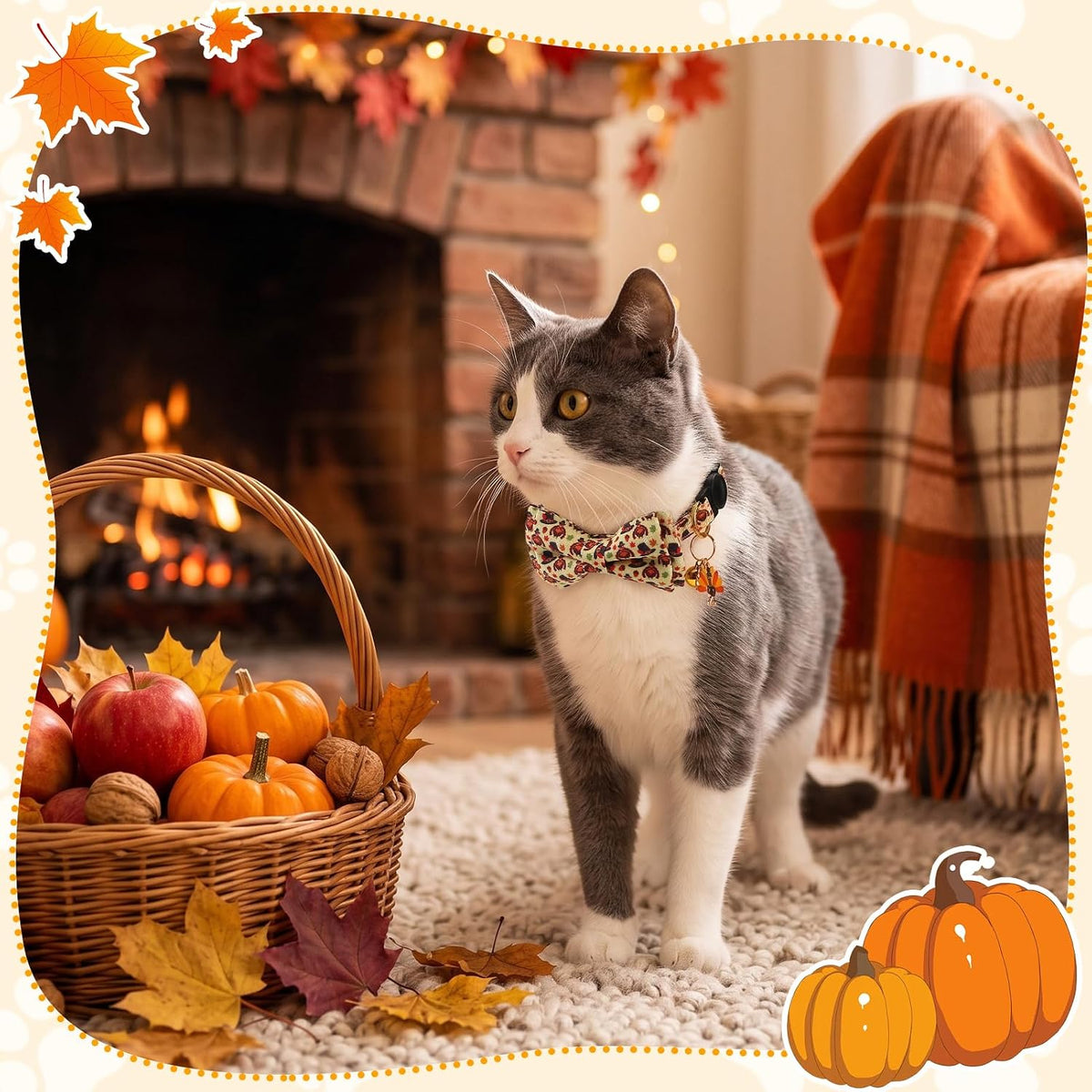 4 Pack Holiday Cat Collars with Bow Tie Halloween Cat Collar Breakaway - Image 4