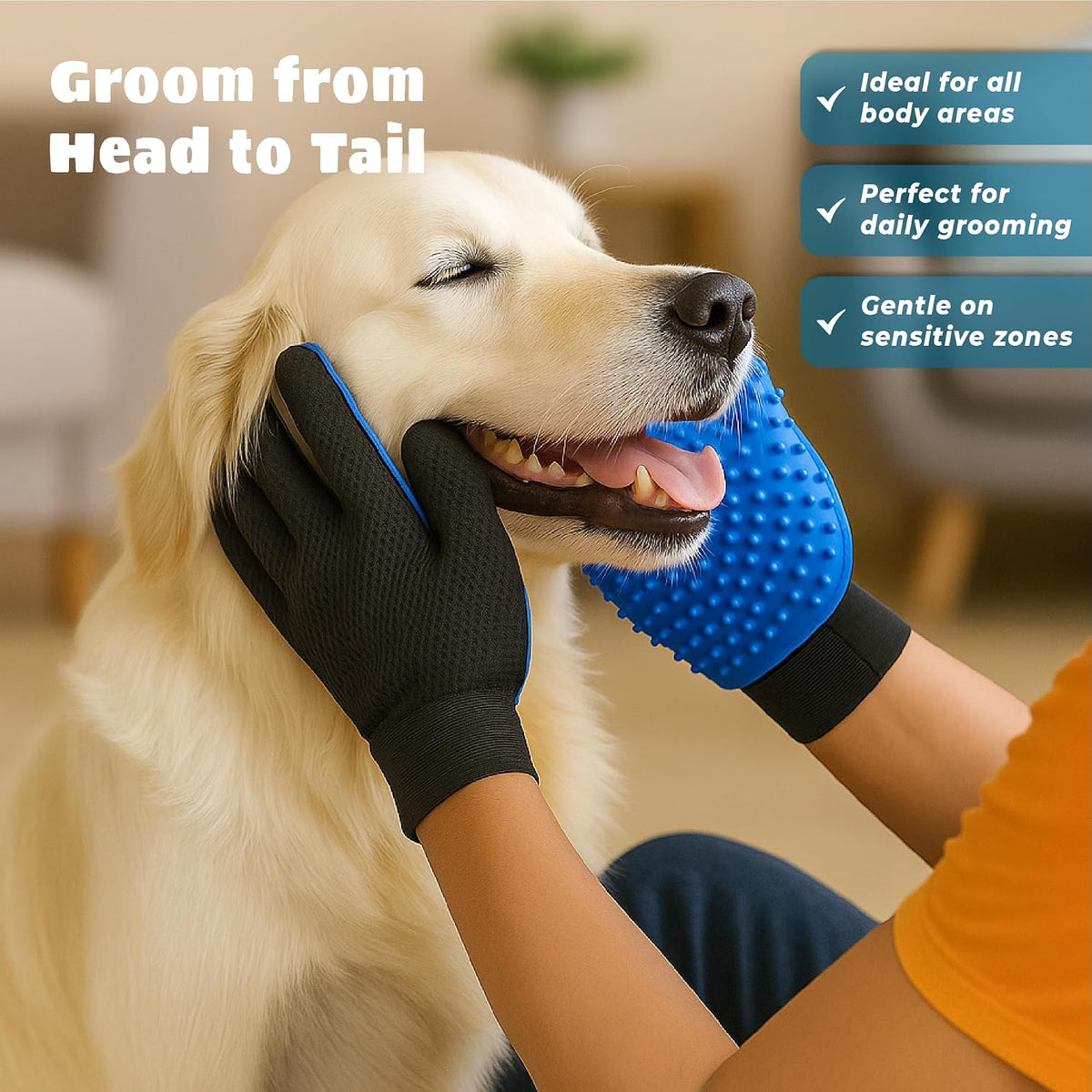 Peeling removed pet hair off Tailio silicone grooming glove