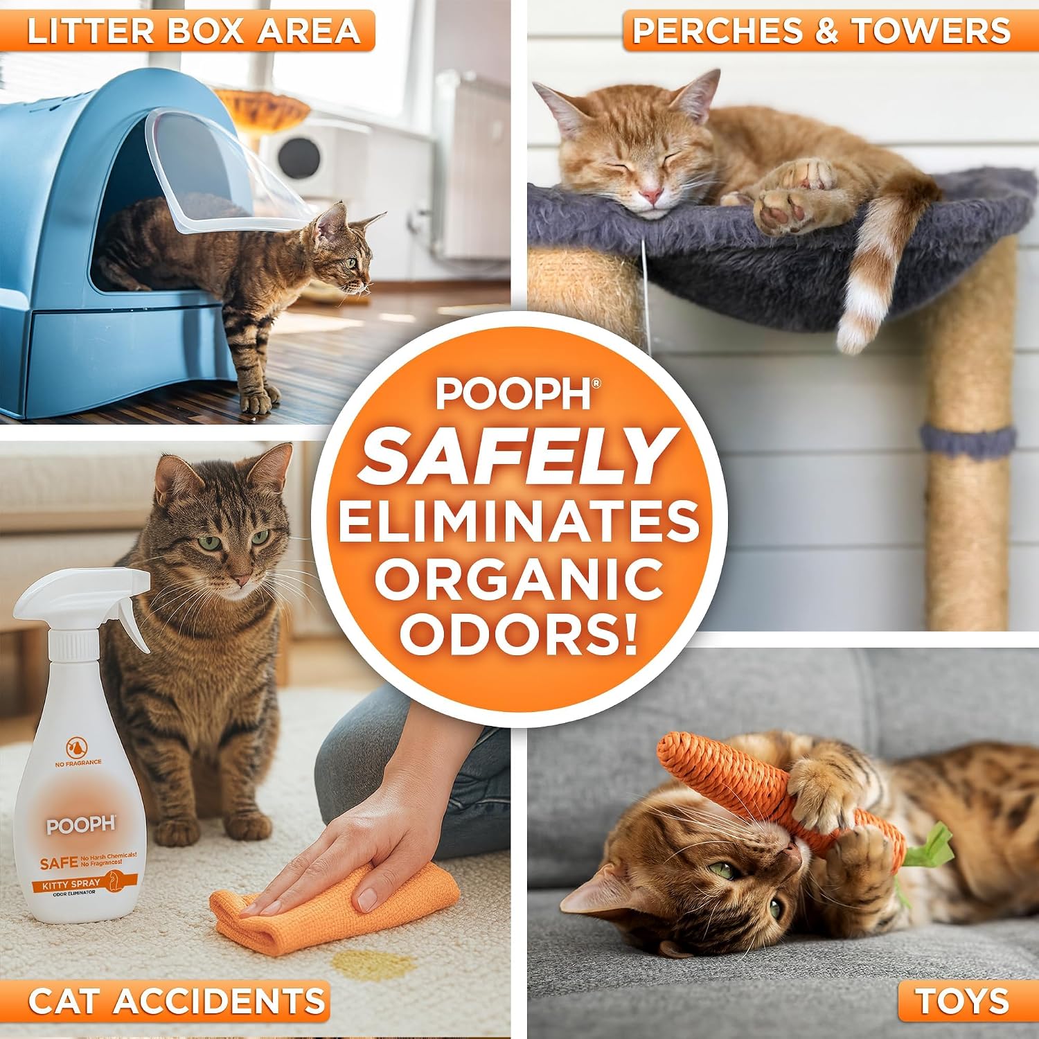 Pooph fragrance free cat urine and poop deodorizer spray bottle