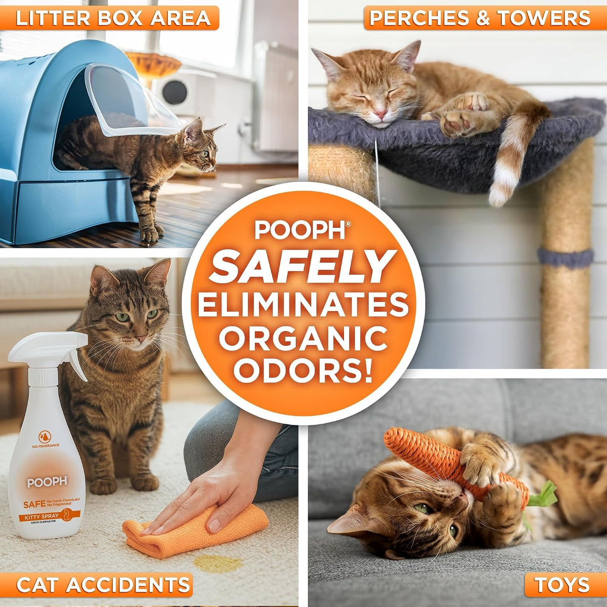 Pooph fragrance free cat urine and poop deodorizer spray bottle