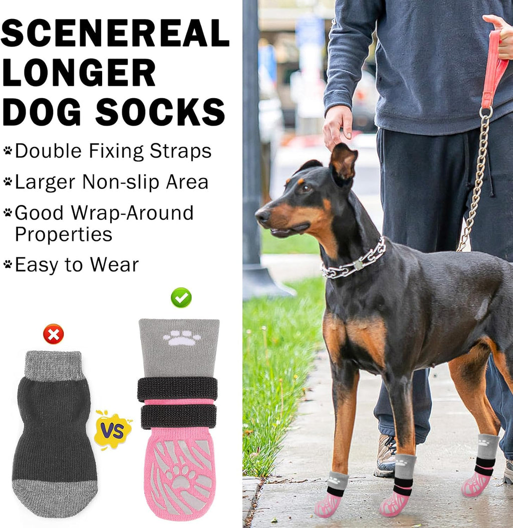 Scenereal dog socks showing paw print design