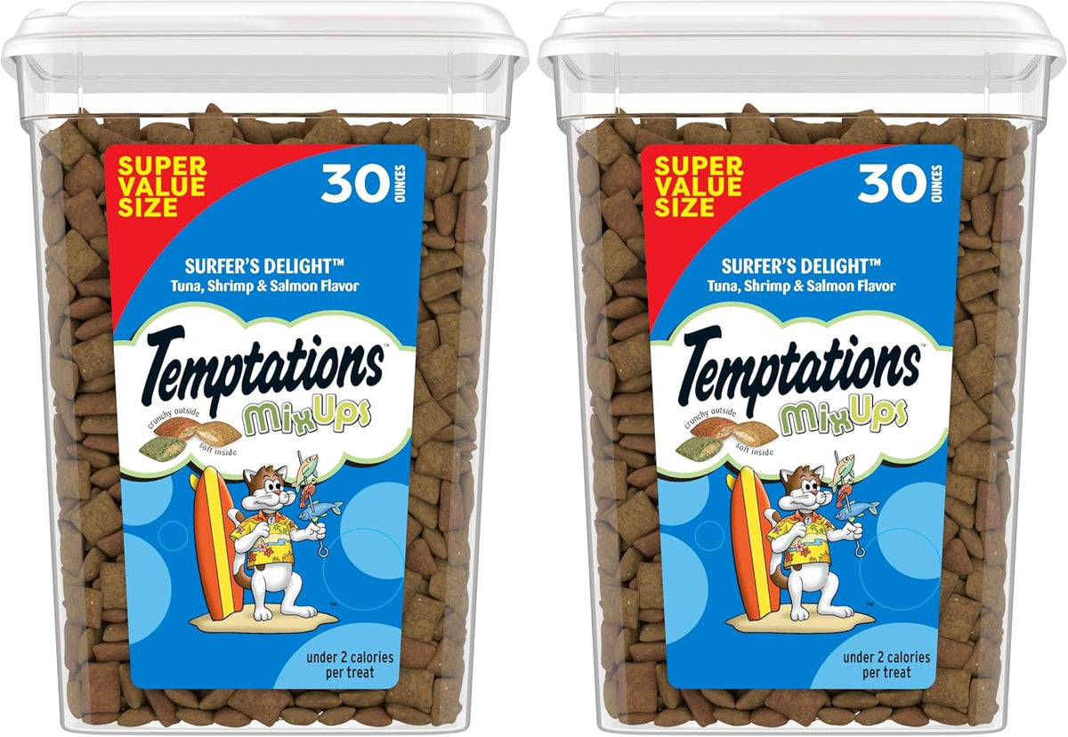 Temptations Cat Treats MixUps Surfer's Delight, Tuna, Shrimp, Salmon Flavor, Crunchy and Soft Cat Treats, 16 oz. Tub - Image 15