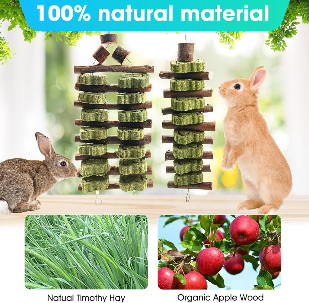 Authentic USA imported Ephoria rodent dental care hanging rod showing natural texture of apple tree branches.