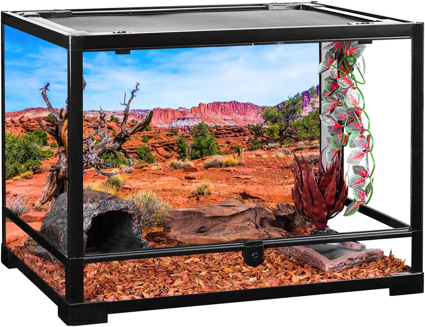 AWERT vinyl cloth reptile tank background crease removal and setup view