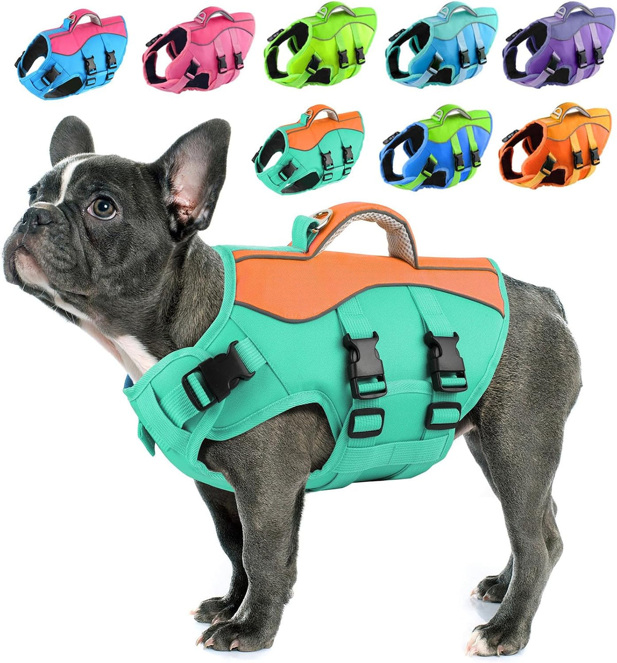 PETDSH water safety vest close up on the premium D ring leash attachment