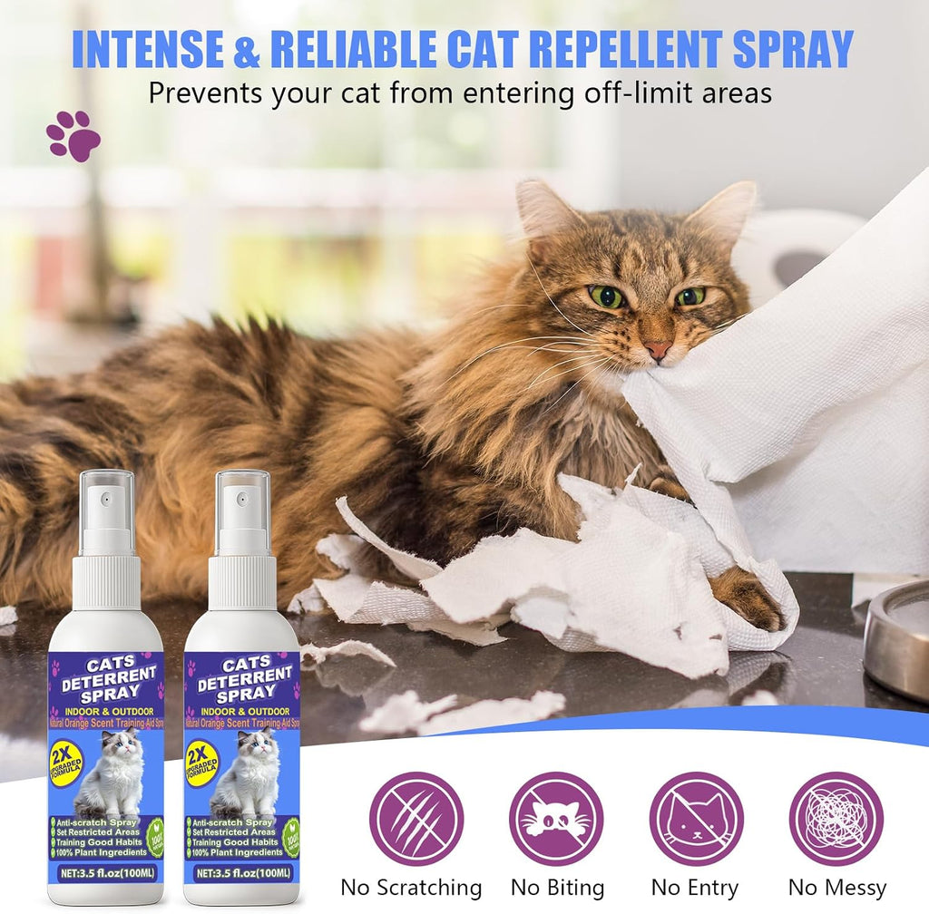 Peturarion cat scratch deterrent spray bottle on wooden table