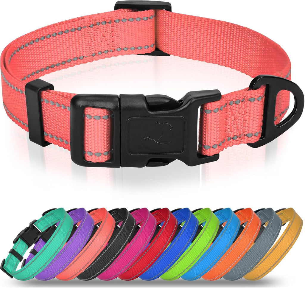 Joytale Dog Collars for Small Dogs, Feather-Light Double-Sided Reflective Nylon Collar for Night Safety, Adjustable Quick-Release for Growing Puppies, Hotpink, S (5/8" Width) - Image 11