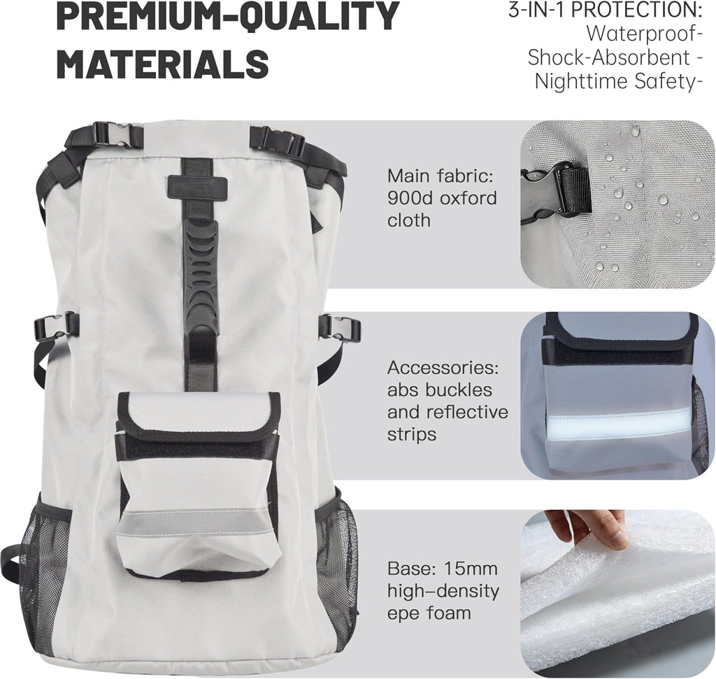 TOPDADA durable pet hiking backpack side view showing mesh water bottle holder