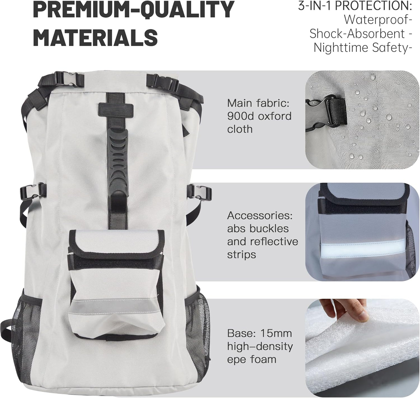 TOPDADA durable pet hiking backpack side view showing mesh water bottle holder