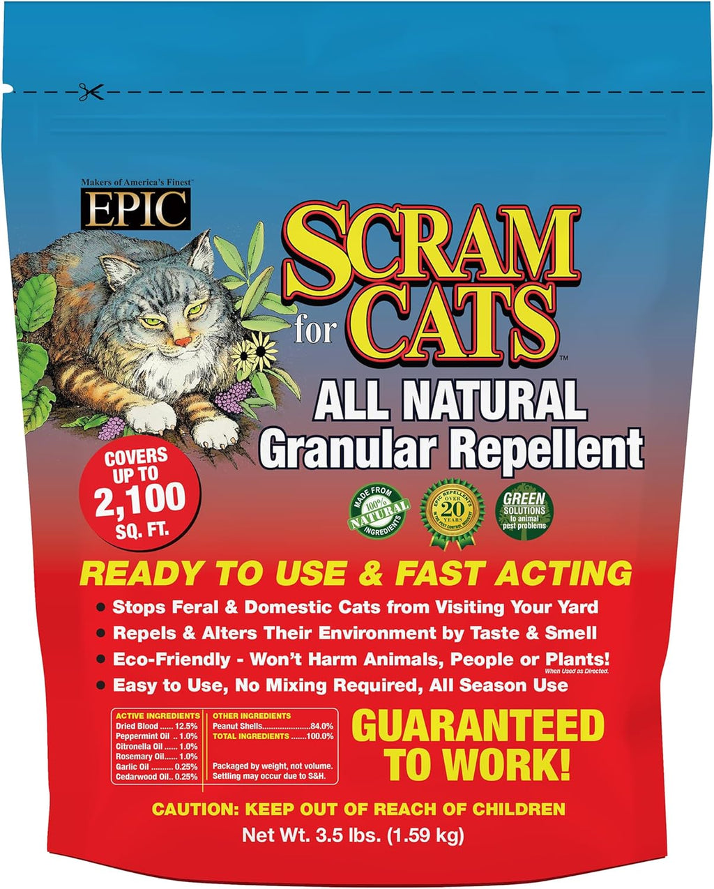 Cat Scram granular repellent spread on grass