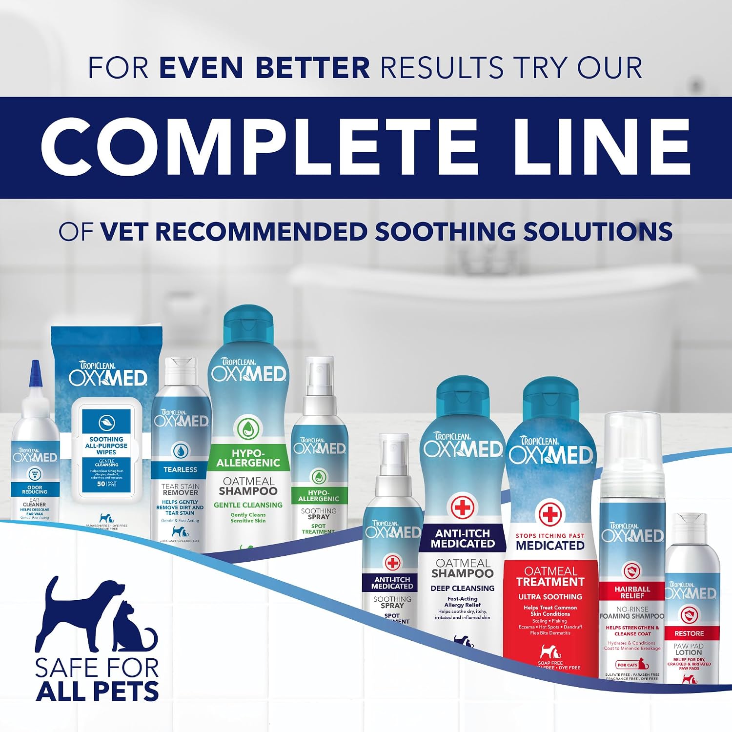 TropiClean medicated dog itching skin relief spray eight ounce bottle packaging