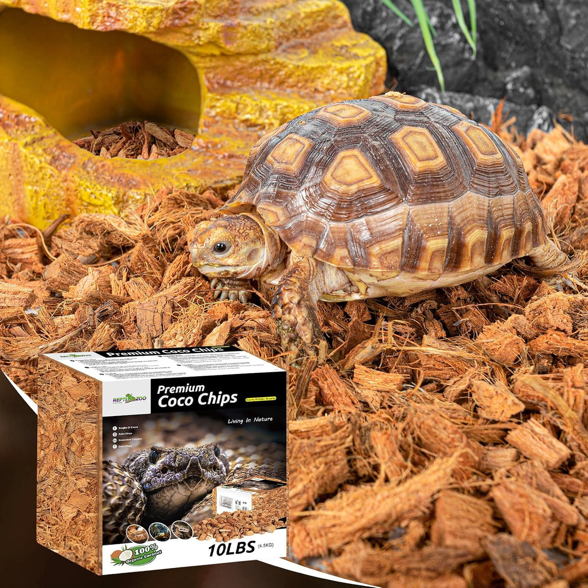 REPTI ZOO 72 Quart Reptiles Coconut Chip Substrate, Coco Husk Reptiles Bedding for Ball Python, Snakes, Geckos, Lizards, Tortoises, Frogs | Terrarium Tanks Substrate - Image 9