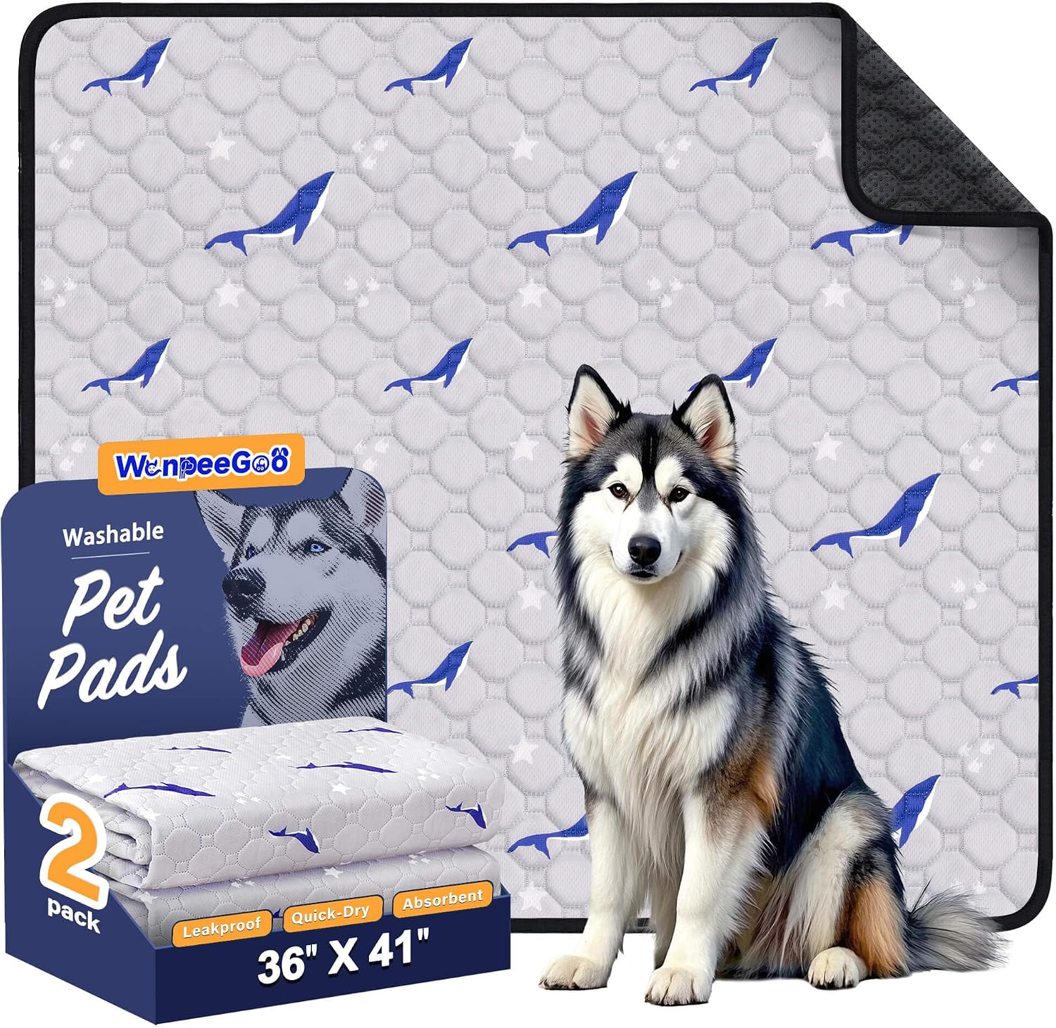 WanpeeGoo Washable Pee Pads for Dogs, 2Pack Reusable Puppy Pads, Super Absorbent & Leakproof Dog Pads, Anti-Slip Dog Pee Pads for Puppy Training & Incontinence, Feather Pattern 36"x41" - Image 15