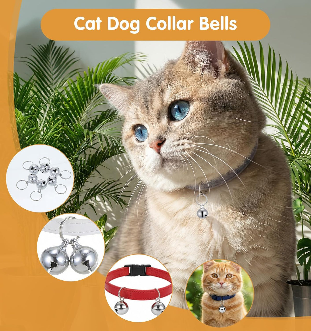 Durable rust resistant stainless steel pet charm bells for indoor tracking and safety