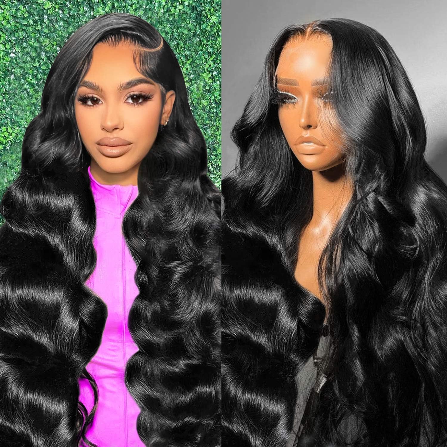 Gearina 13x6 lace front human hair body wave wig front view highlighting the natural hairline.
