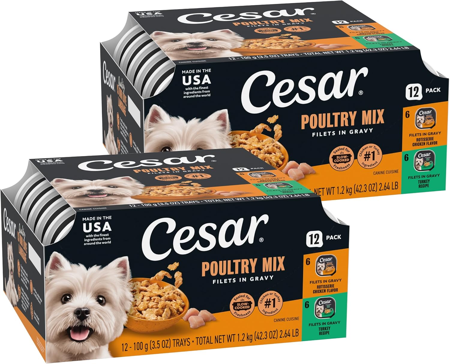 Cesar Filets in Gravy Adult Wet Dog Food Variety Pack, Filet Mignon, New York Strip, and Prime Rib Flavors, 3.5 oz. Easy Peel Dog Food Tray, 24 Count (Pack of 1) - Image 9