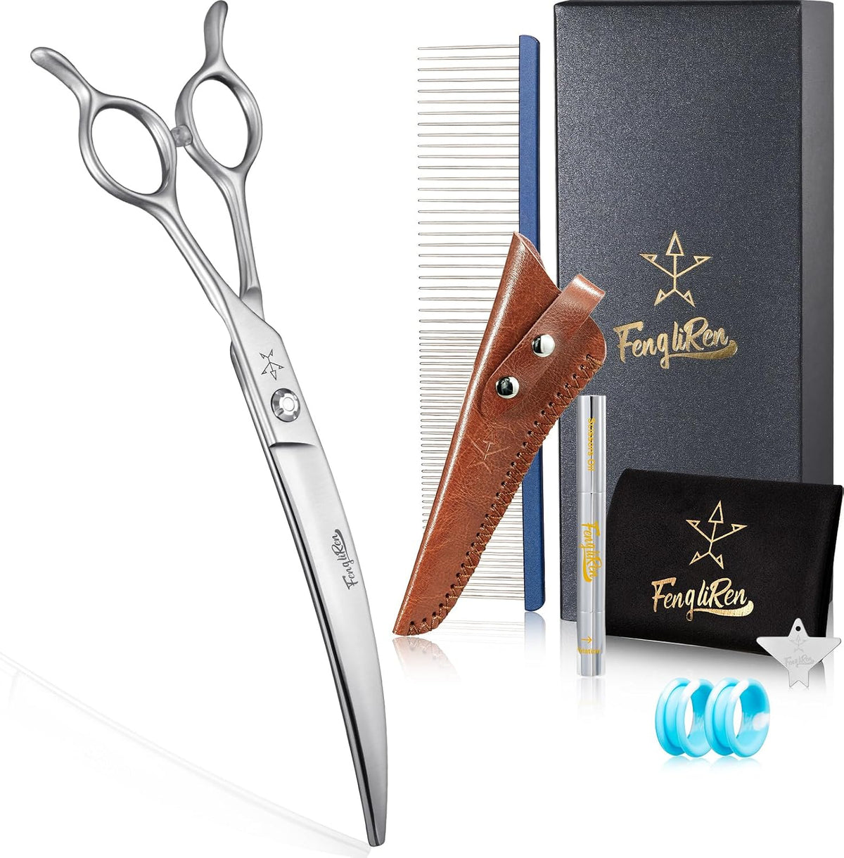High-end Professional Dog Grooming Curved Thinning Scissors Teeth Blending Shears Pet Texturizing Thinner Blender Shears 7 Inch Extremely Very Sharp Made Of Stainless Steel Alloy For Dog Cat Groomer - Image 14