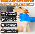 Demonstration of dry shedding and fur removal with silicone gloves