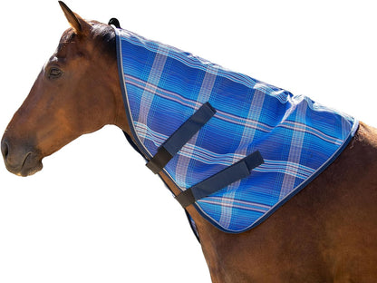 Kensington horse neck cover showing breathable plaid mesh fabric close up