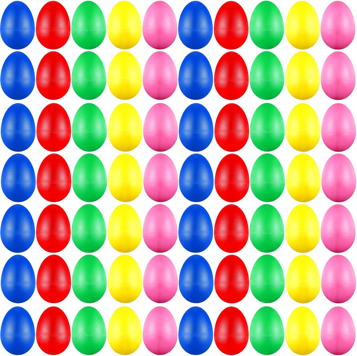 Imaginea 100 pieces egg shakers bulk musical instruments front view showing five vibrant colors