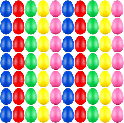 Imaginea 100 pieces egg shakers bulk musical instruments front view showing five vibrant colors