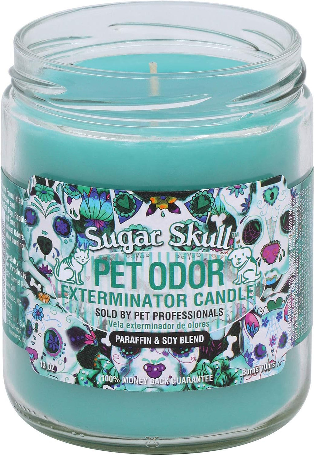 Close up of Specialty Pet Products candle label