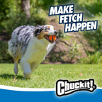 Side profile of medium Chuckit! Ultra Ball on grass.