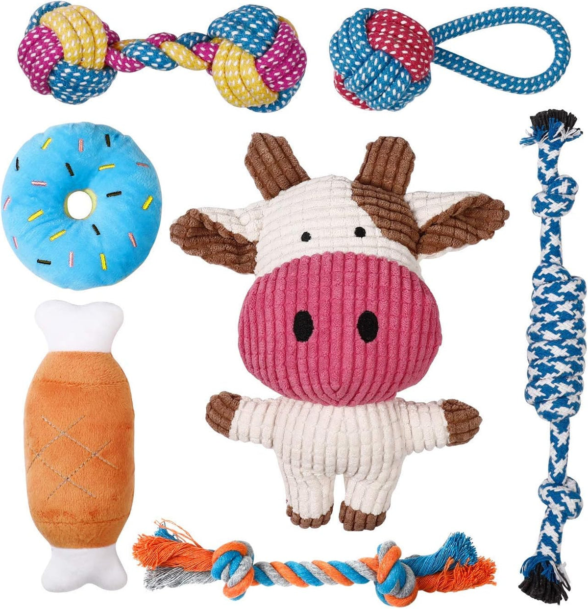 Toozey puppy teething toys seven pack collection front view showcase