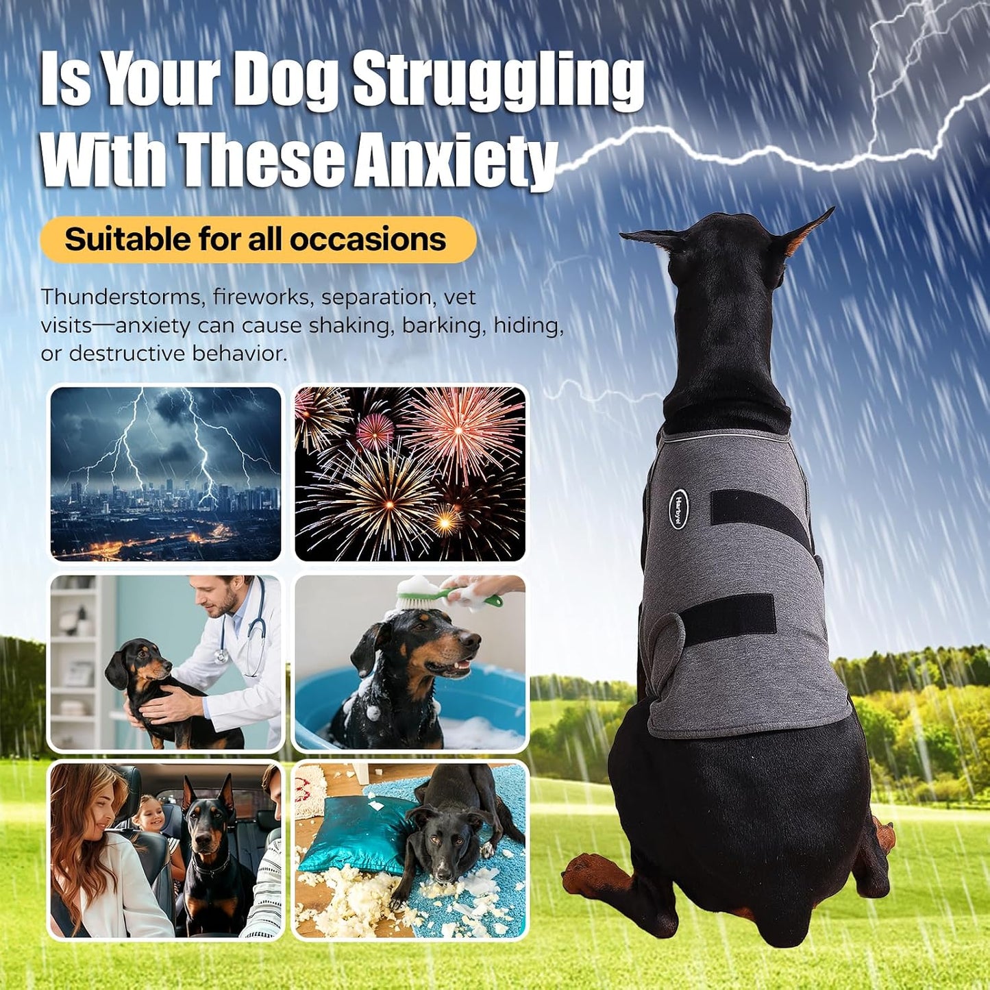 Harbyel anxiety wrap on a medium sized dog