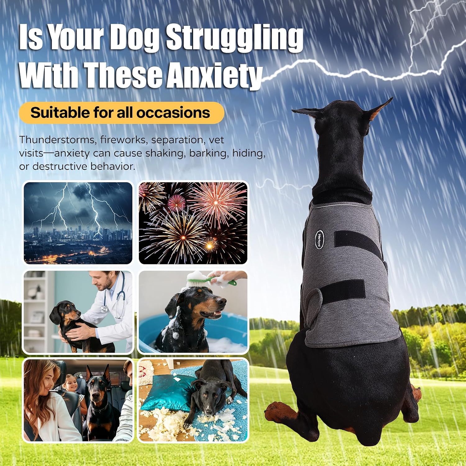 Harbyel anxiety wrap on a medium sized dog