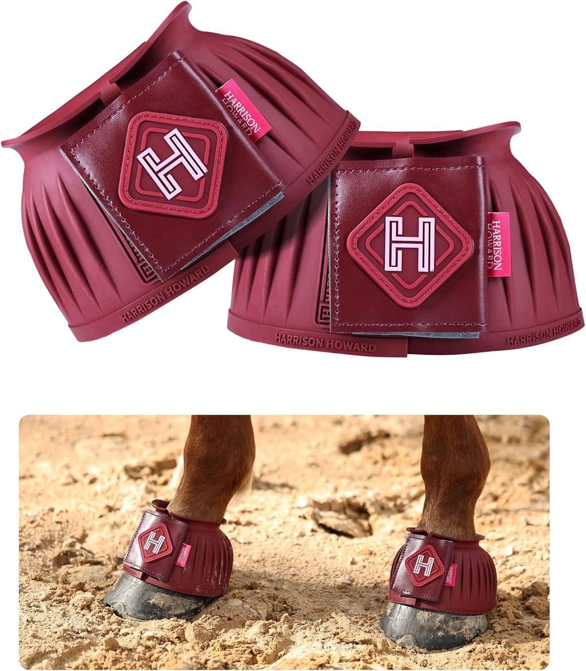 Harrison Howard Rubber Bell Boots for Horses, Hoof Overreach Protection for Horses, w/Upgraded Leather Touch Tape - Image 9