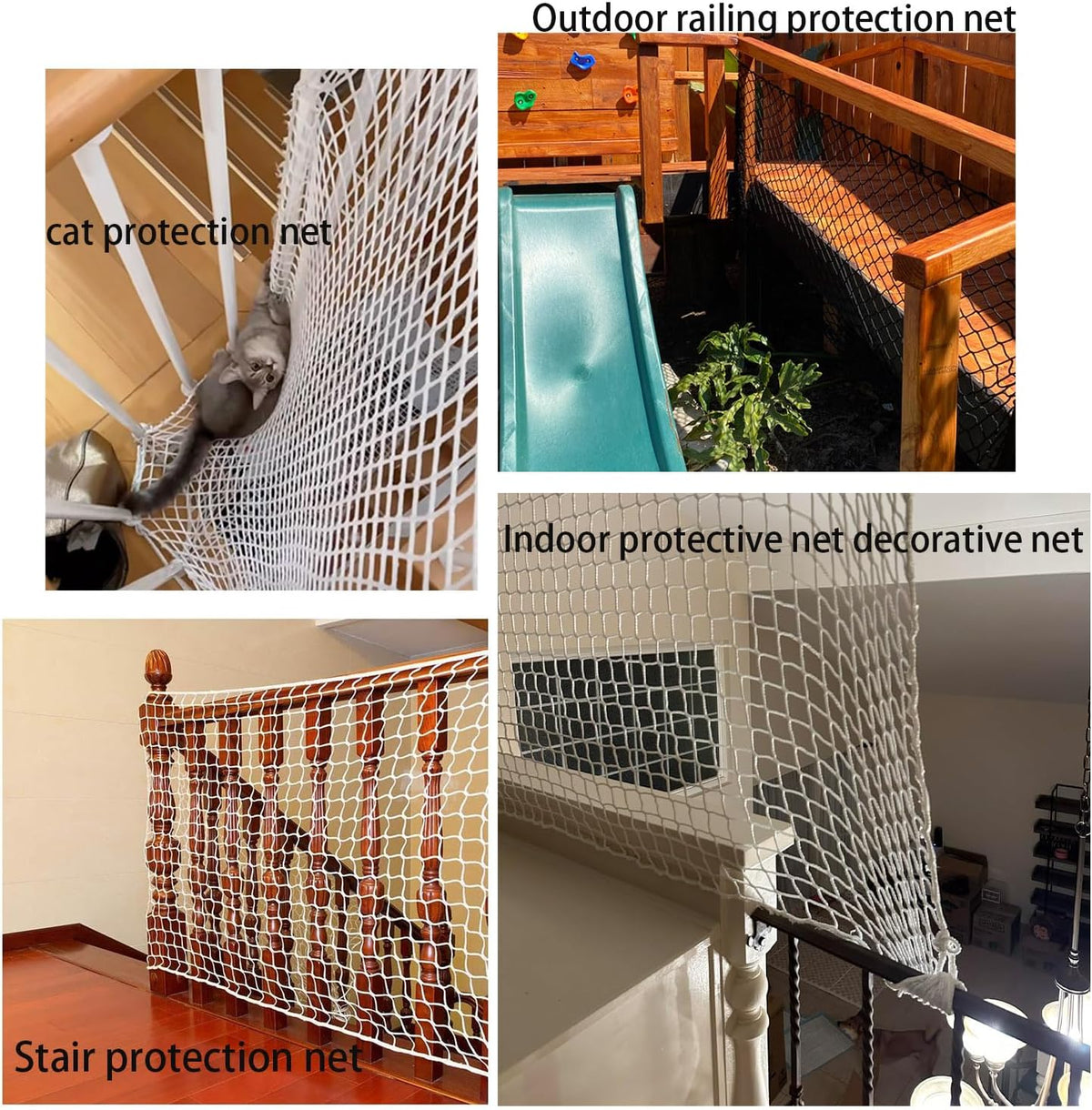 Agona safety netting package content showing included fastening ropes and zip ties.