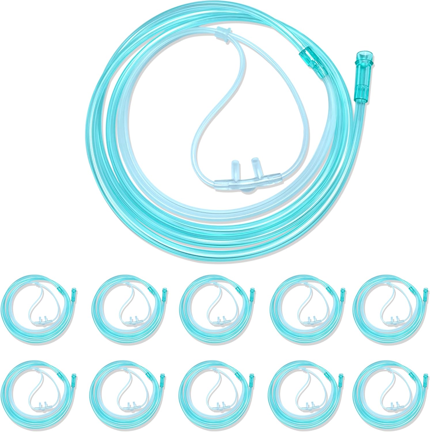 Luisddi 10 Pack High-Flow Soft Nasal Oxygen Cannula front view of individual packaging.